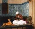 Arnaut bläst Rauch in der Nase seines hund Greek Araber Orientalismus Jean Leon Gerome